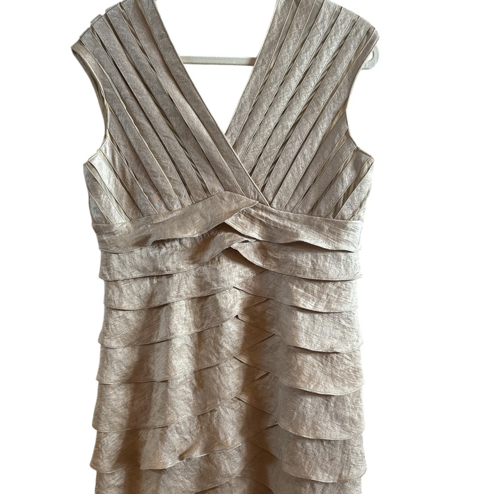 Spiegel‎ Woman’s Size 10 Champagne Gold Ruffled Tiered Cocktail Dress Wedding